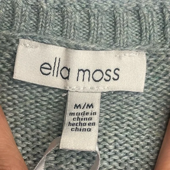 Ella Moss Green Crewneck Sweater Ribbed Knit Women Size: M - Picture 10 of 14